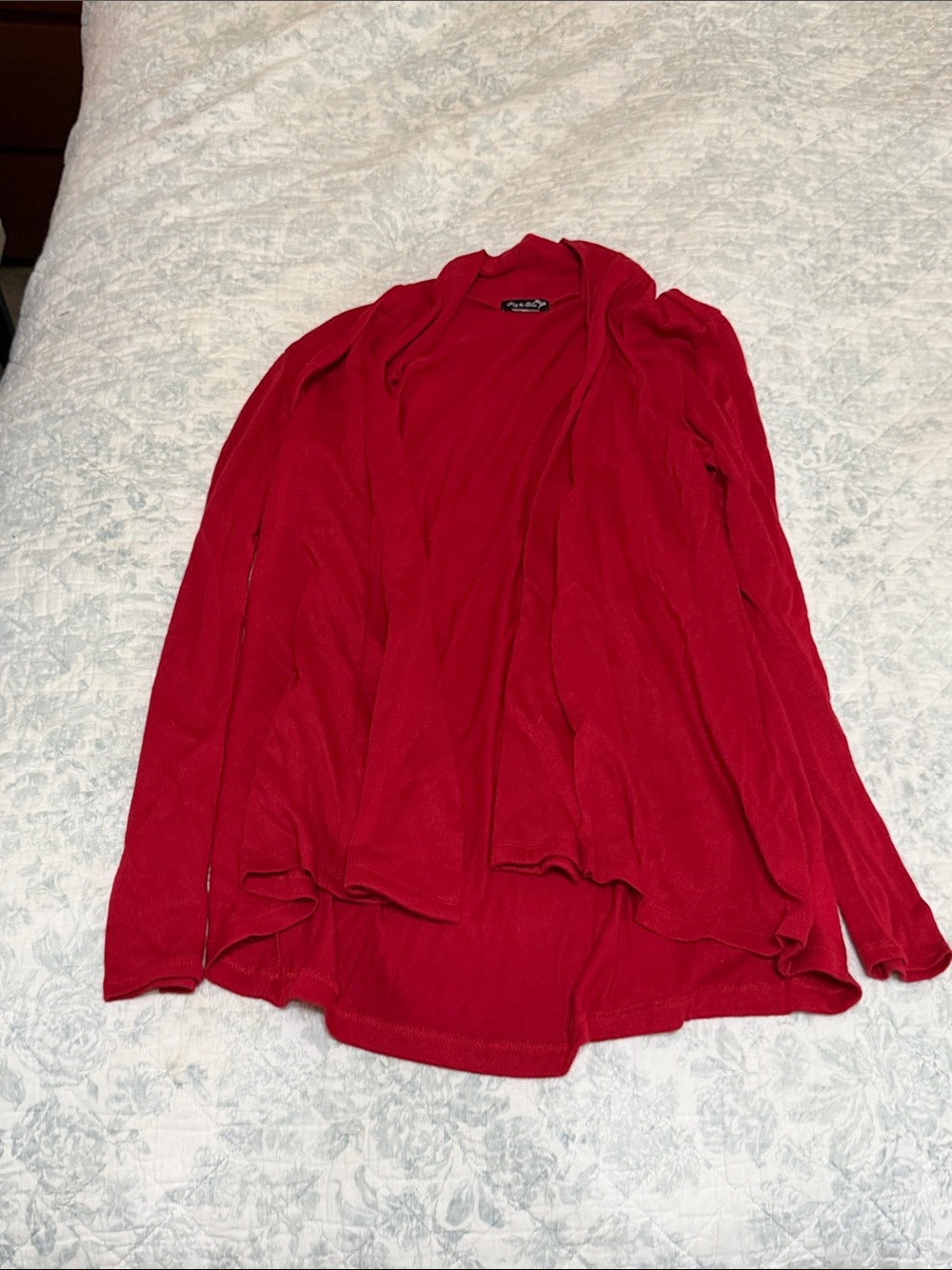 Ladies Open-Front Red Cardigan Sweater
